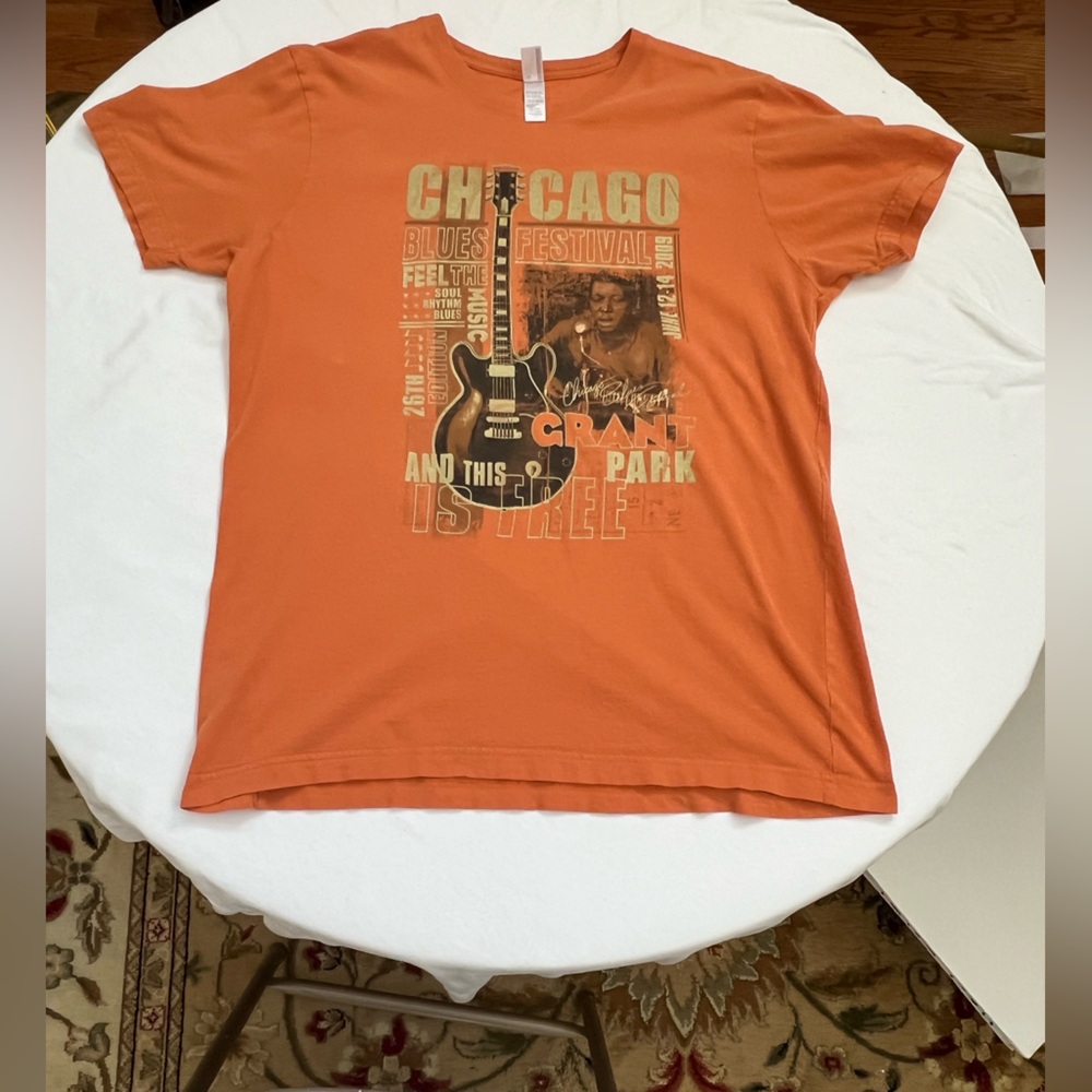 2009 Chicago Blues Festival T-Shirt LARGE Orange Bands Listed 2 Sided 26 Edition - Picture 5 of 16